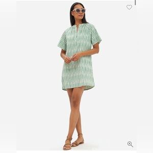Oliphant Sage Green Pocket Dress abstract Ikat  100% cotton made in India Sm
